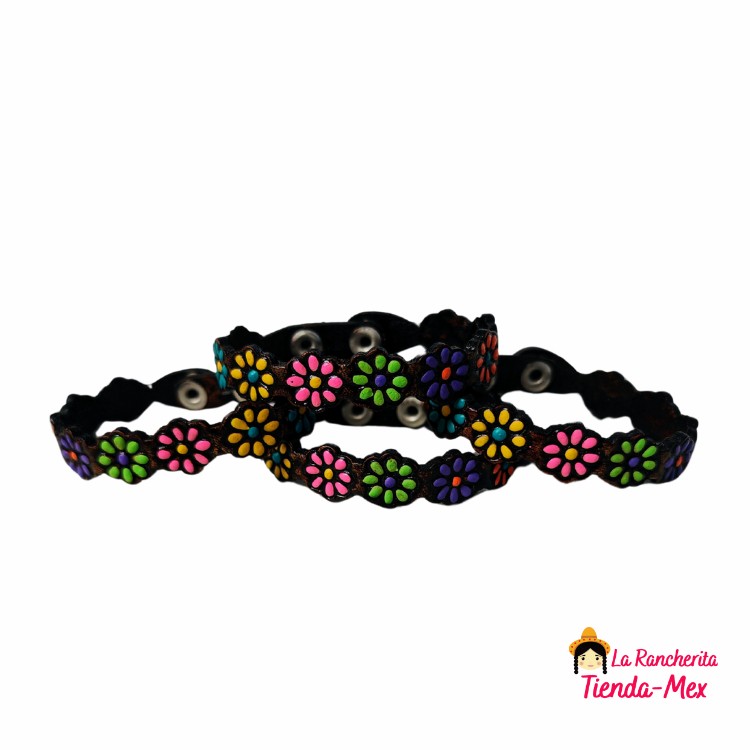 Pulsera De Piel Flores (Girasol y Margaritas) | Tienda Mex Pulsera De Piel Flores (Girasol y Margaritas) - Imagen 3