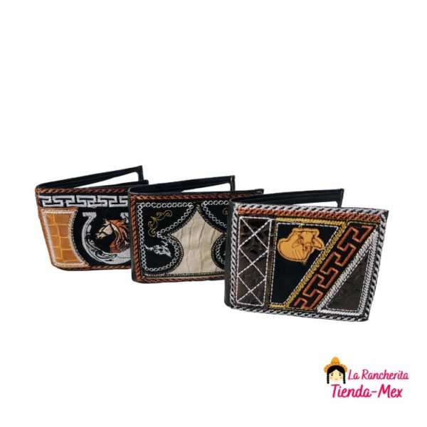 Cartera De Piel Bordada Exótica 1 Vista - Imagen 4