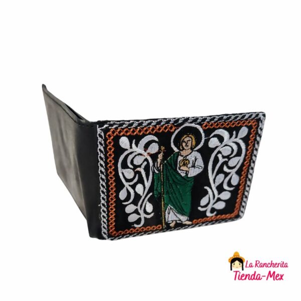 Cartera De Piel Bordada Religiosa - Imagen 2